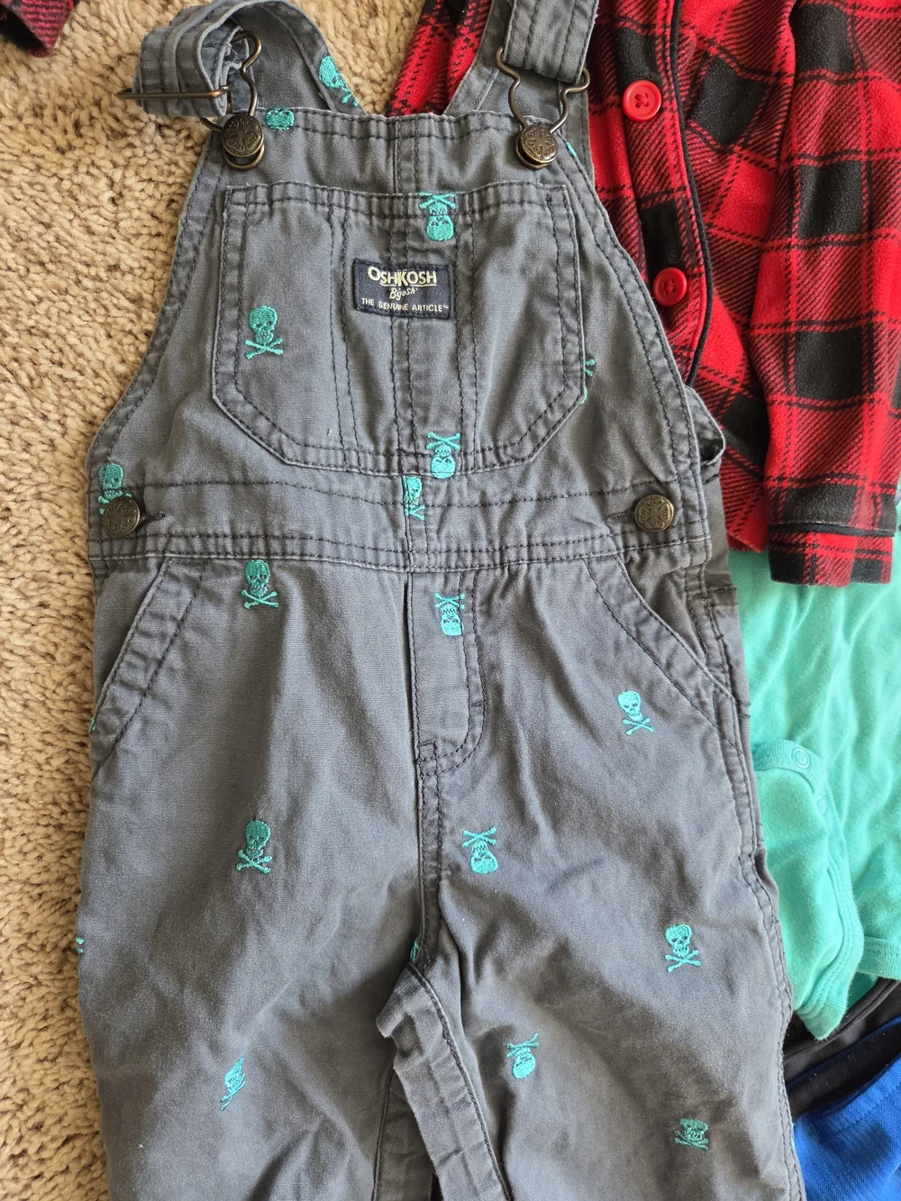 Bundle 18 Months Boys Halloween Pumpkin Nike Carters Osh Skull Overalls Christma